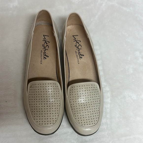 Life India Stride Almond Milk Perforated Flats with Arch Support - Picture 1 of 10